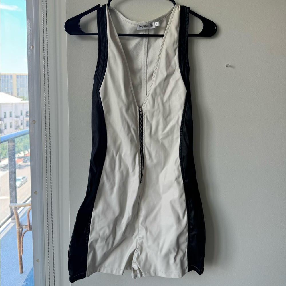 Beginning Boutique Black & White Zipper Playsuit